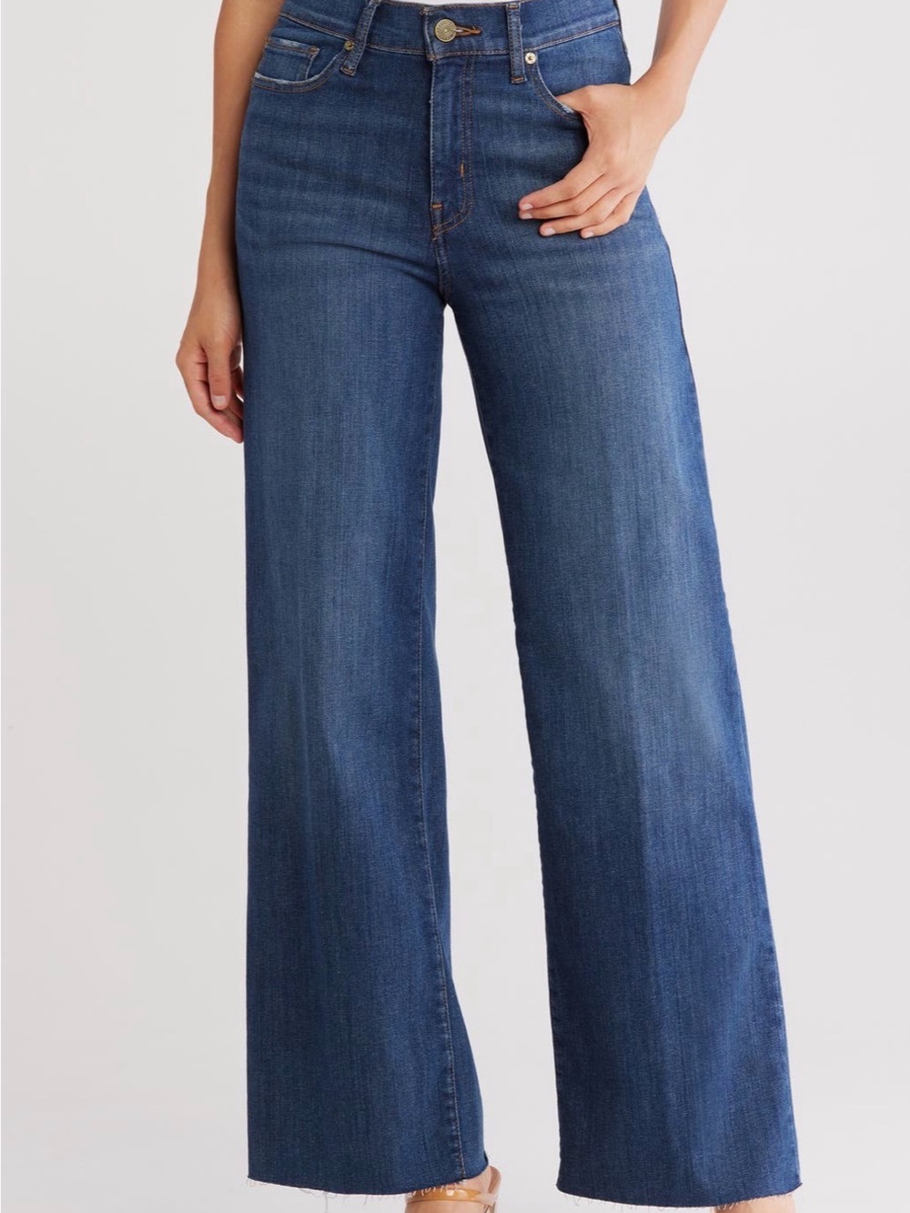 Frame Slim Palazzo Wide-Leg Jeans in Medium Blue Wash